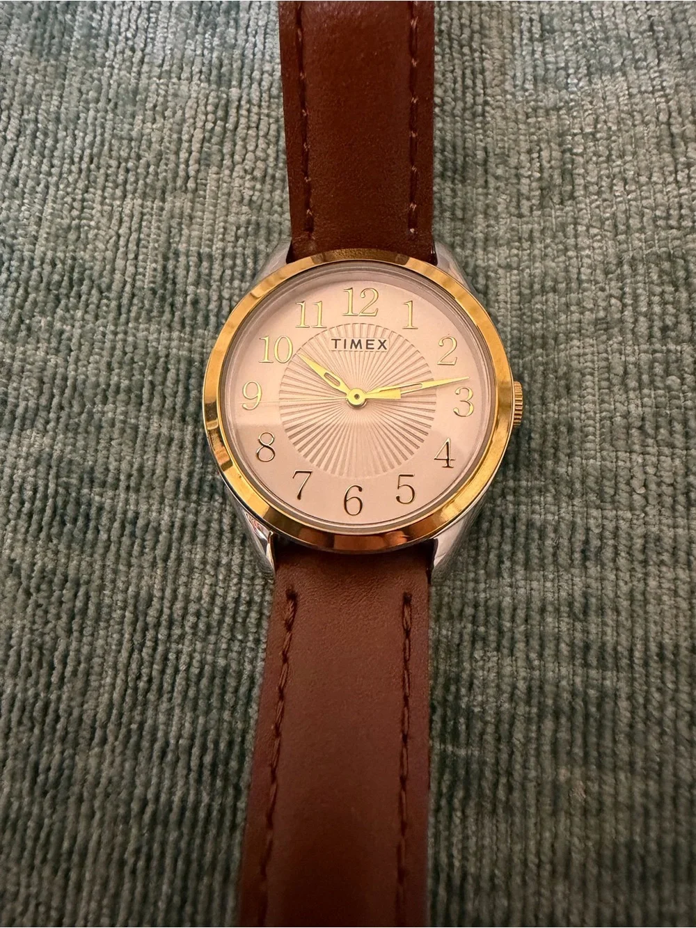 Timex Main Street TW2T66700 Women’s Two-Tone Watch Brown Leather 28mm NWOT